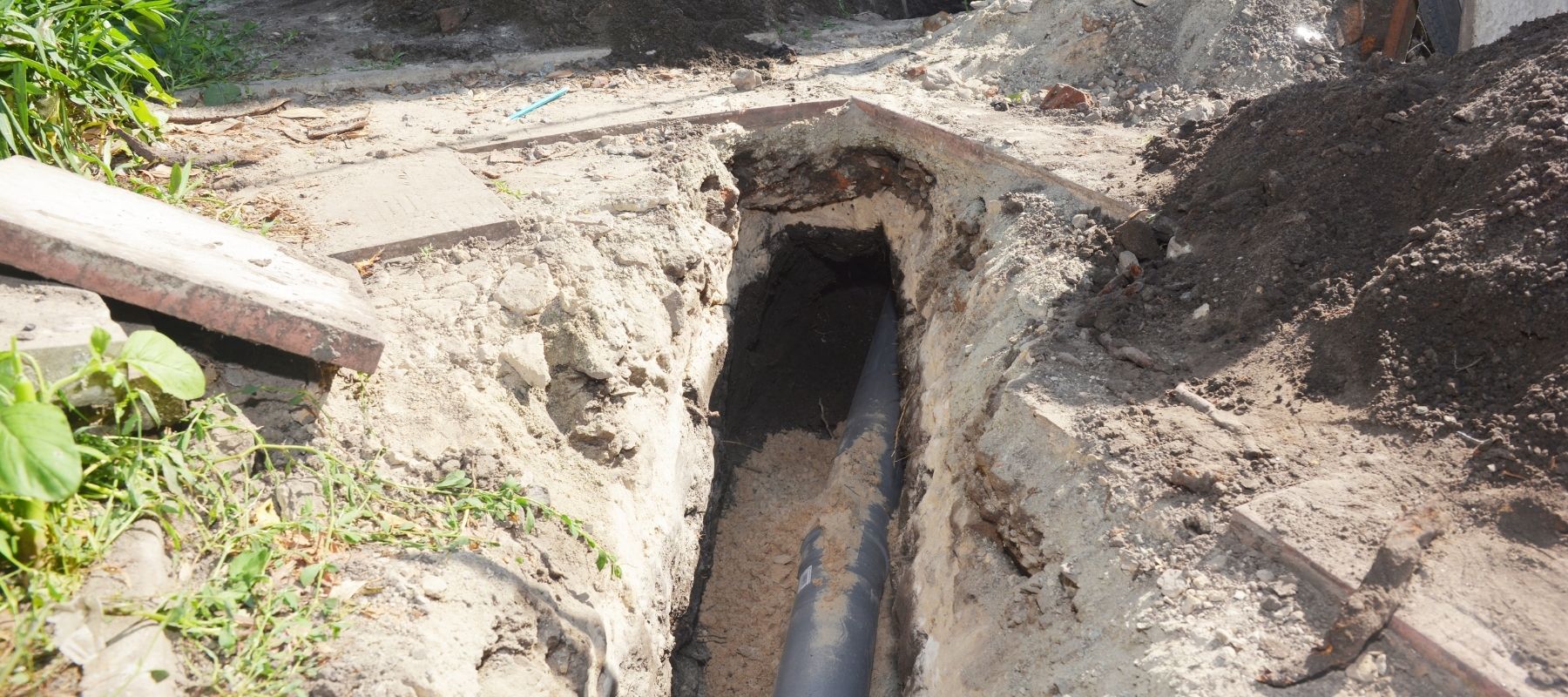 sewer line repair in progress