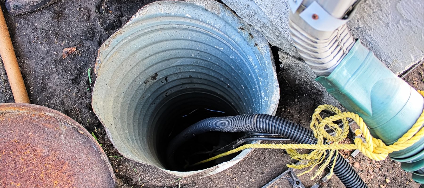 sump pump in a basin pumping out water