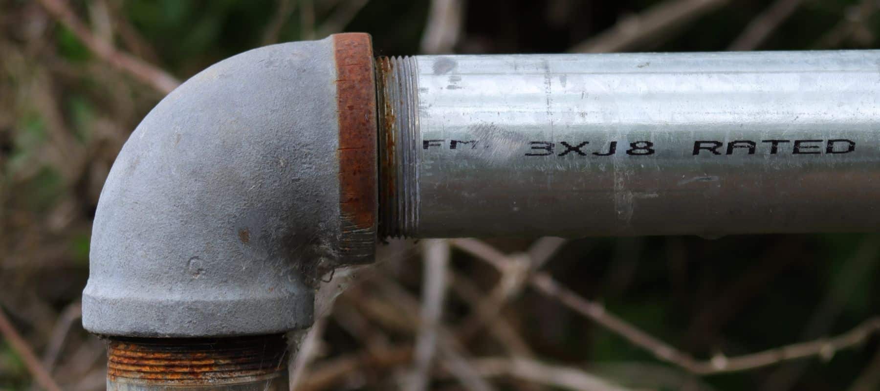closeup of a galvanized pipe
